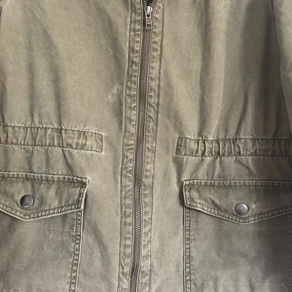 BP Army Utility Jacket Full Zip Long Sleeve Pockets  Cotton Olive Green Size M - Picture 2 of 10